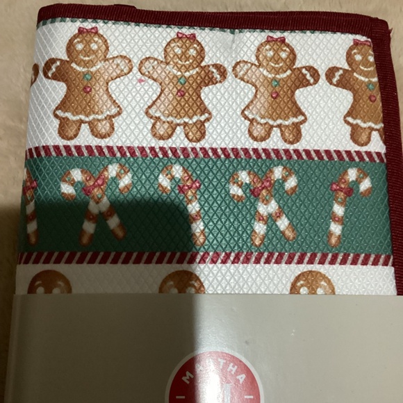 New Martha Stewart Reversible Dish Drying Mats - gingerbread and candy canes-2 p - Picture 3 of 7